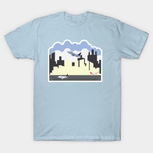 Airport building and airplanes on runway. Travel and tourism illustration design. Airport building and airplanes on runway. T-Shirt